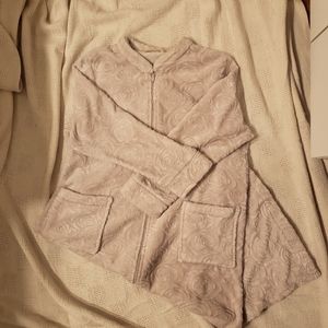 Pink roses La Cera plush fleece zip robe size large
